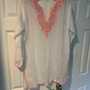 Sheer white tunic /pool cover up